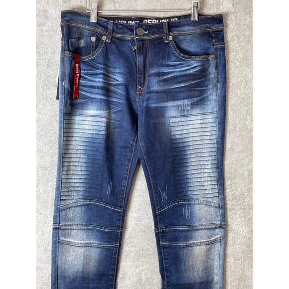 Young Republic Jeans Size 34x33 Moto Style Urban Streetwear Skater NWT - Picture 2 of 8